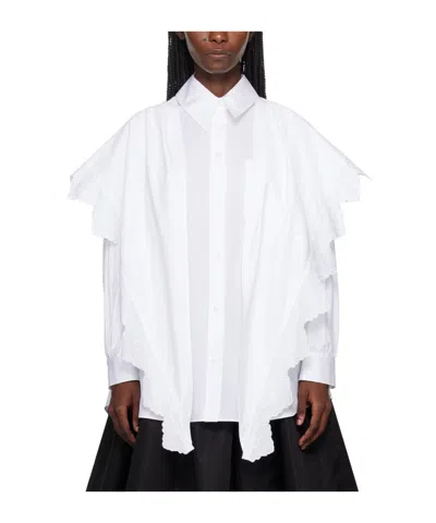 Simone Rocha White Pointed Collar Shirt In White/white