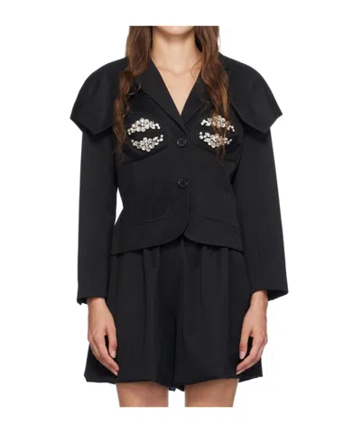 Simone Rocha Embroidery Halter Suit Coat In Black