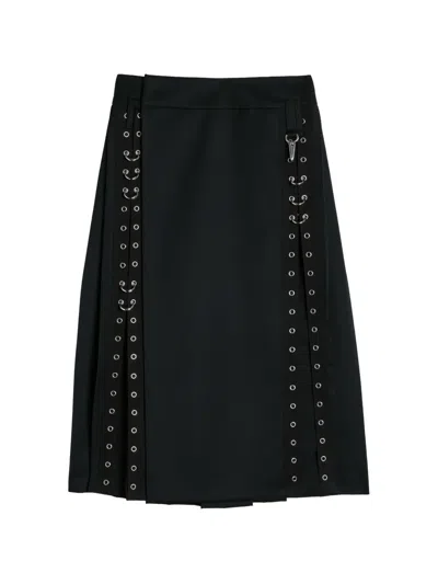 Simone Rocha Eyelet-embellished Pleated Midi Kilt In Animal Print
