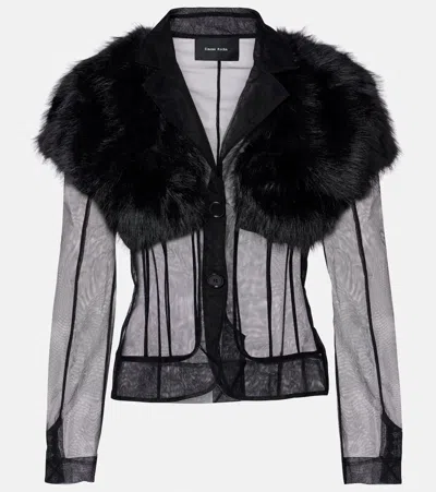 Simone Rocha Faux Fur And Mesh Jacket In Black