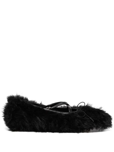 Simone Rocha Faux-fur Ballet Flats In Black