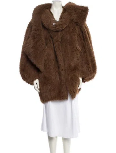Pre-owned Simone Rocha Faux Fur Coat In Brown
