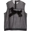 Simone Rocha Sheer Embroidered Tank Top In Black/ Black