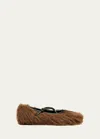 Simone Rocha Criss Cross Faux Fur Ballet Flats In Brown