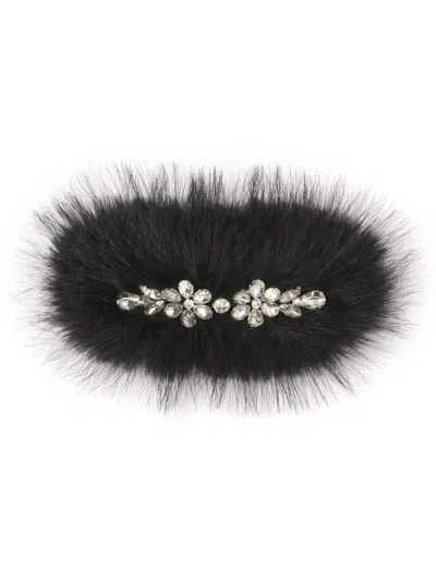 SIMONE ROCHA FAUX-FUR CRYSTAL EMBELLISHMENT HAIR CLIP