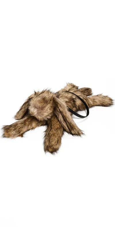 Simone Rocha Faux Fur Hare Crossbody Bag Brown/clear In Multi