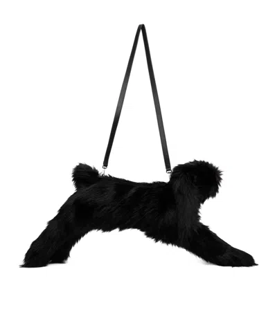 Simone Rocha Faux Fur Hare Shoulder Bag In Black