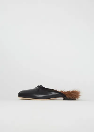 Simone Rocha Faux Fur Lined Pointe Mule In Black