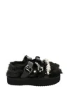 Simone Rocha Artificial Fur Multi-strap Sandals In Black