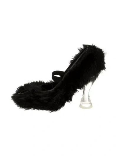 Pre-owned Simone Rocha Faux Fur Pumps In Black