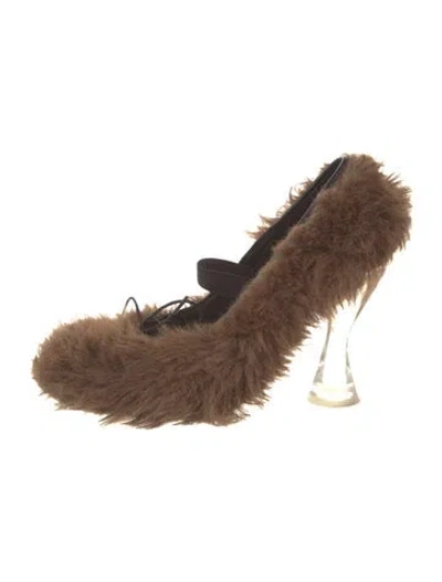 Pre-owned Simone Rocha Faux Fur Pumps In Brown