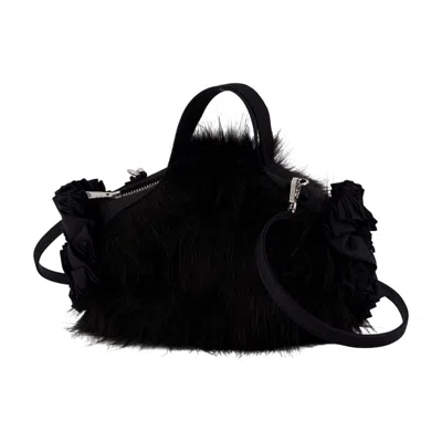 Simone Rocha Faux Fur Ruffle Mini Bag In Black