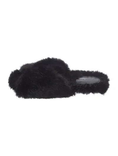Pre-owned Simone Rocha Faux Fur Slides In Black