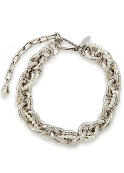 Simone Rocha Faux Peal-embellished Chain Necklace In White