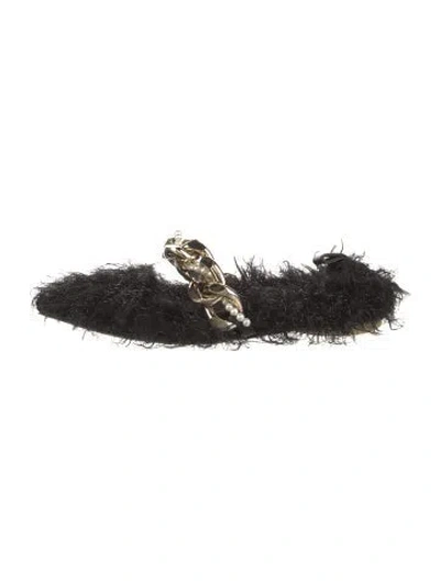 Pre-owned Simone Rocha Faux Pearl Accents Faux Fur Slippers In Black