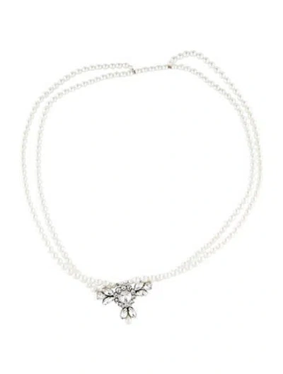 Pre-owned Simone Rocha Faux Pearl & Crystal Collar Pendant Necklace, 22" In Multicolor
