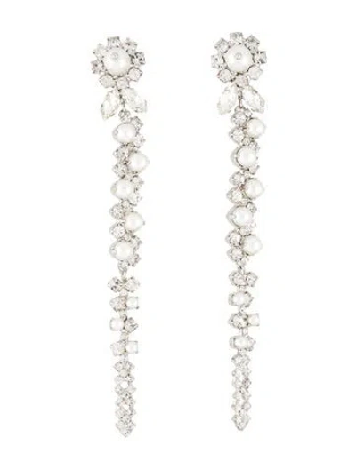 Pre-owned Simone Rocha Faux Pearl & Crystal Drip Drop Earrings In White
