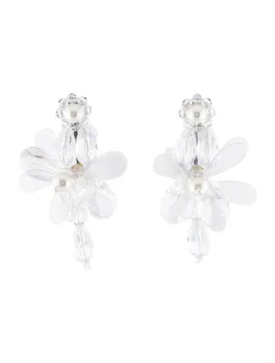 Pre-owned Simone Rocha Faux Pearl & Crystal Drop Earrings In Multi