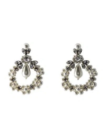 Pre-owned Simone Rocha Faux Pearl & Crystal Drop Earrings In White