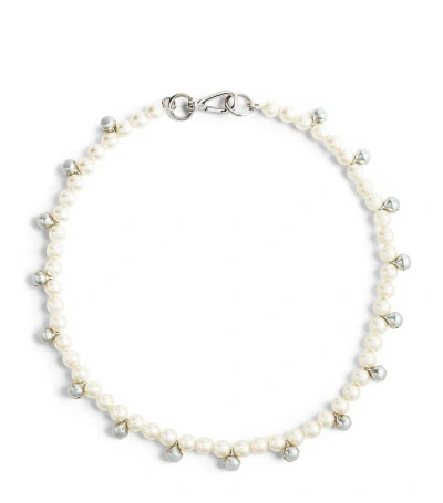 Simone Rocha Faux Pearl Bell Necklace In Neutrals