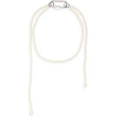 Simone Rocha Faux Pearl Carabiner Necklace In Multi