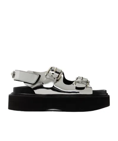 Simone Rocha Faux Pearl Detail Flat Sandals In Black
