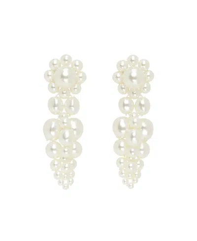Simone Rocha Faux-pearl Drop Earrings In Gray