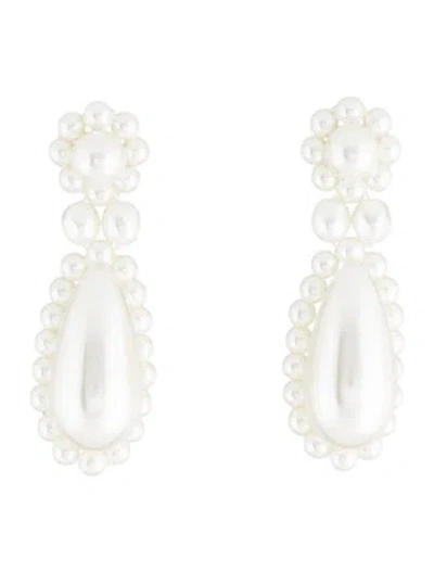 Pre-owned Simone Rocha Faux Pearl Drop Earrings In Multicolor
