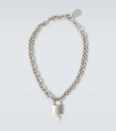 Simone Rocha Faux Pearl-embellished Chain Necklace In Silver