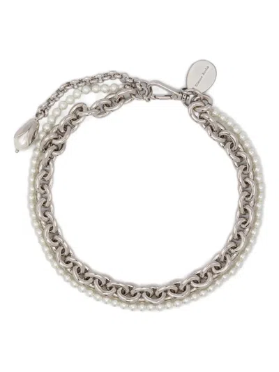 Simone Rocha Faux Pearl Embellished Necklace In Metallic