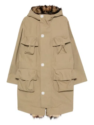 Simone Rocha Faux Pearl-embellished Trench Coat In Brown