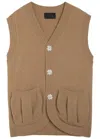 Simone Rocha Faux Pearl-embellished Wool-blend Vest In Brown