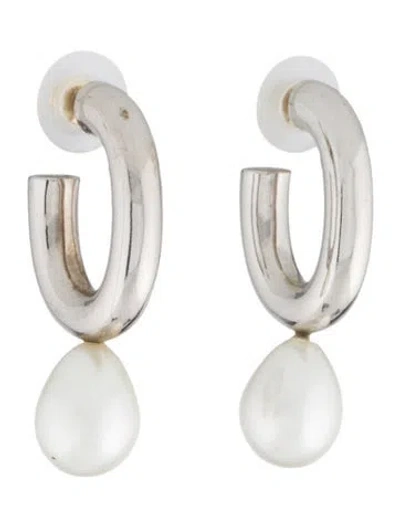 Pre-owned Simone Rocha Faux Pearl Hoop Earrings In Multi