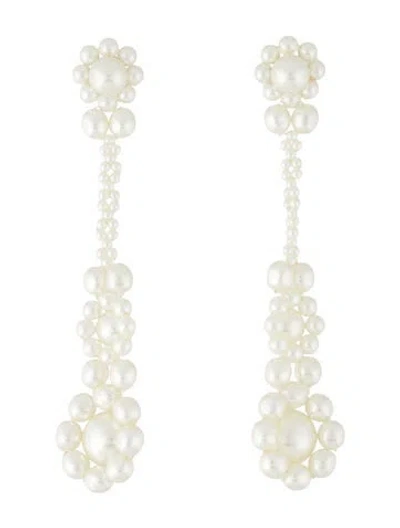 Pre-owned Simone Rocha Faux Pearl White Victorian Drop Earrings In Multi