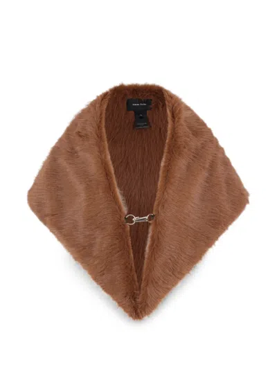 Simone Rocha Faux-fur Hook-closure Shawl In Brown