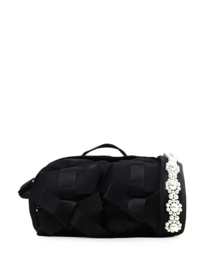 Simone Rocha Faux-pearl Bow Crossbody Bag In Black