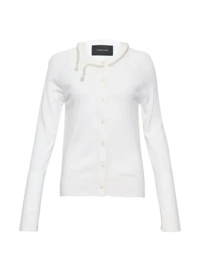 Simone Rocha Faux-pearl Embellished Cardigan In White