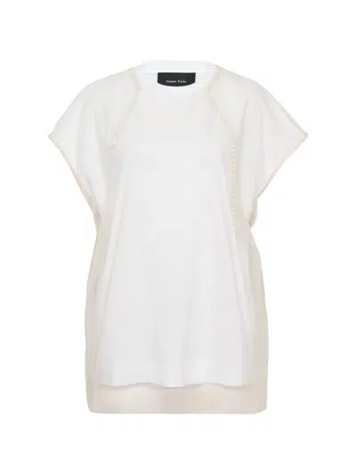 Simone Rocha Faux-pearl Embellished Layered T-shirt In White