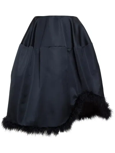 Simone Rocha Feather Trim A-line Skirt In Blue