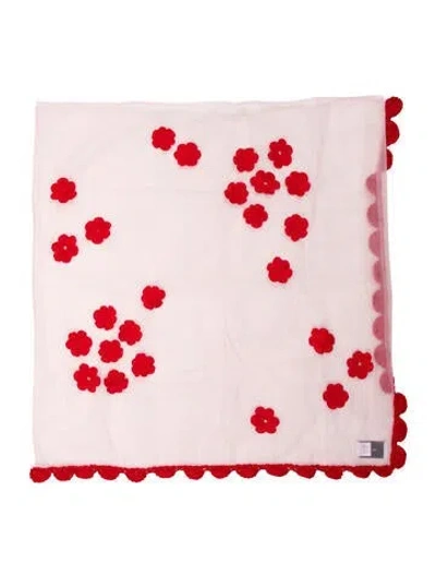 Pre-owned Simone Rocha Festival Quadri Floral Print Scarf In Red