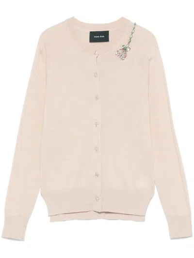 Simone Rocha Fine-knit Cardigan In 粉色