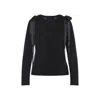 Simone Rocha Fitted Black Long-sleeve Top With Satin Ribbon Accents In Black