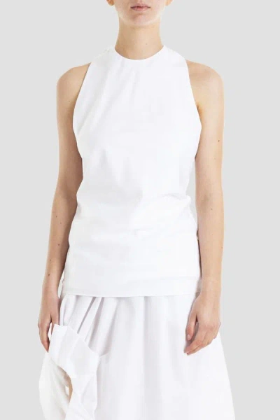 Simone Rocha Fitted Cotton Poplin Tank Top In White