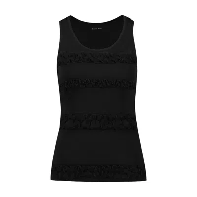 SIMONE ROCHA SIMONE ROCHA FITTED RUFFLE FRILL T-SHIRT - COTTON - BLACK