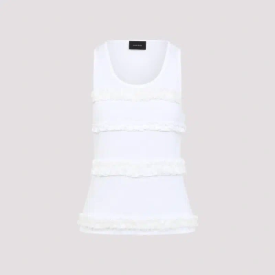 Simone Rocha Fitted Ruffle Frill Tank Top S In White