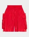 Simone Rocha Flare Pocket Pull-on Cargo Shorts In Red