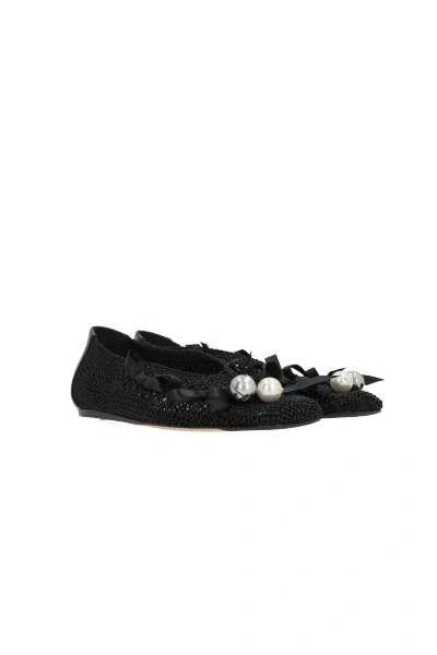 Simone Rocha Flat Shoes In Black/pearl