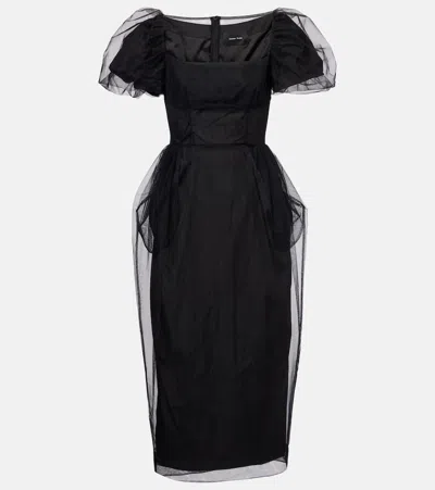 Simone Rocha Floral-appliqué Cocktail Dress In Black