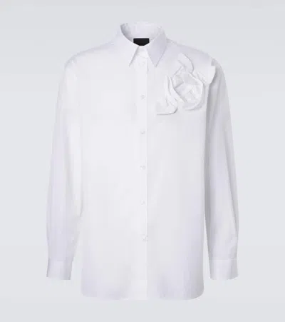 Simone Rocha Floral-applique Cotton Poplin Shirt In White