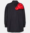 Simone Rocha Floral-appliqué Cotton Shirt In Black/red